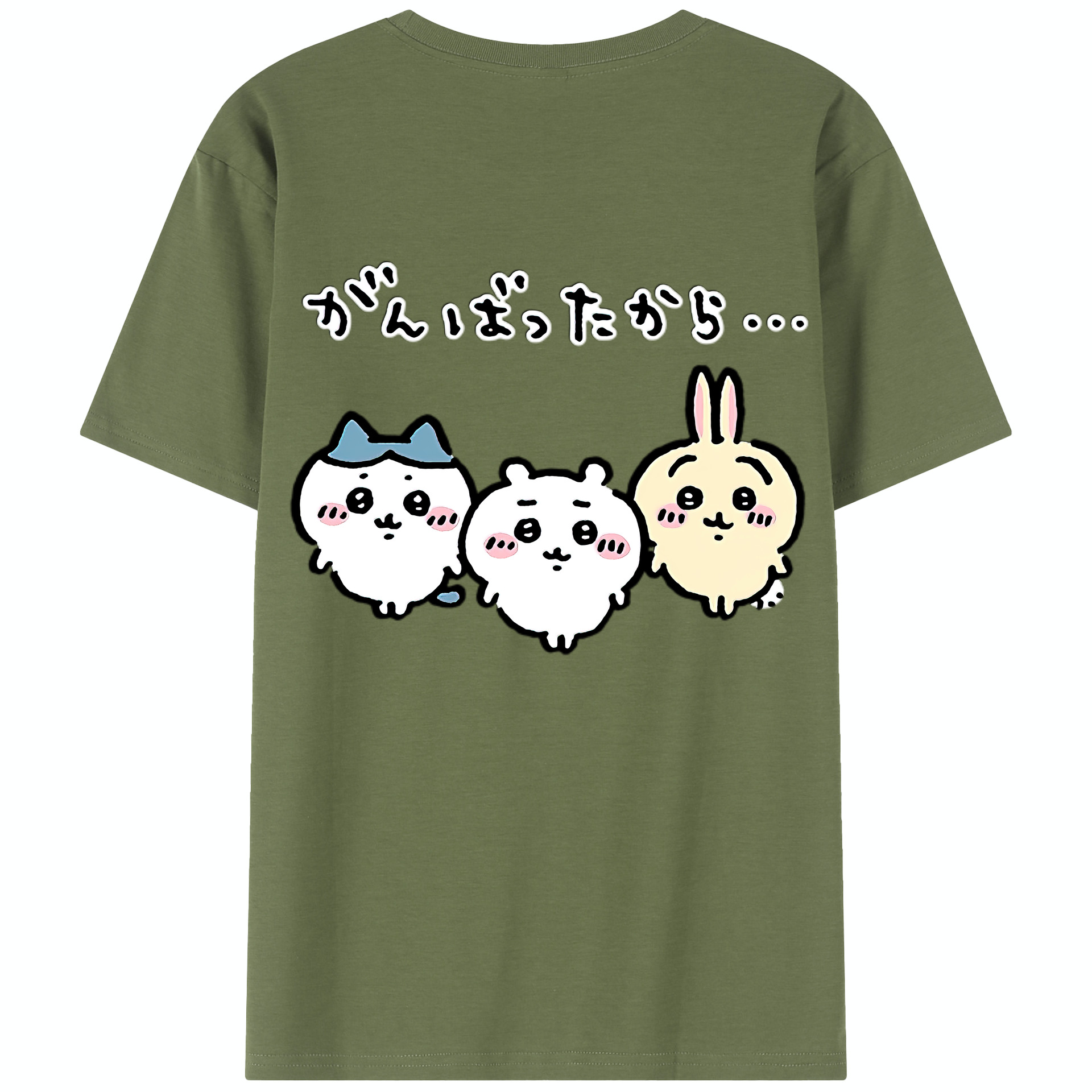 （画像用） ちいかわ ハチワレ Chii-kawa hachiware 綿100％半袖Tシャツ（背面プリント）